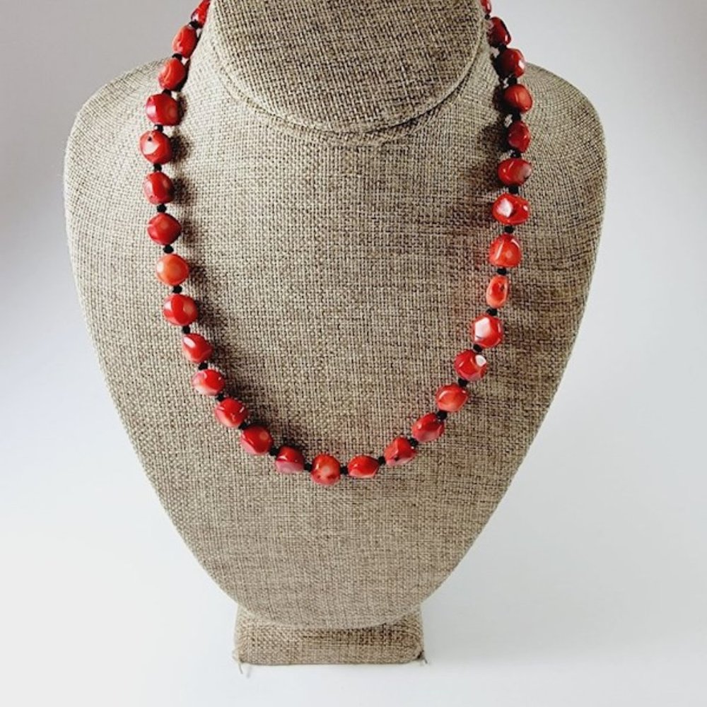 Red Coral Beaded Necklace & Free Mysterious Gift